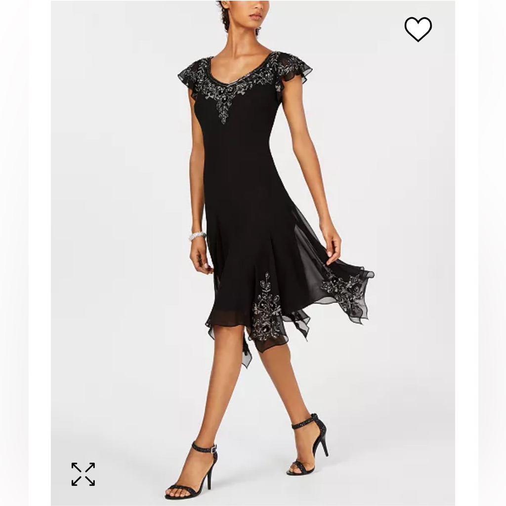 Jkara Beaded Handkerchief Dress